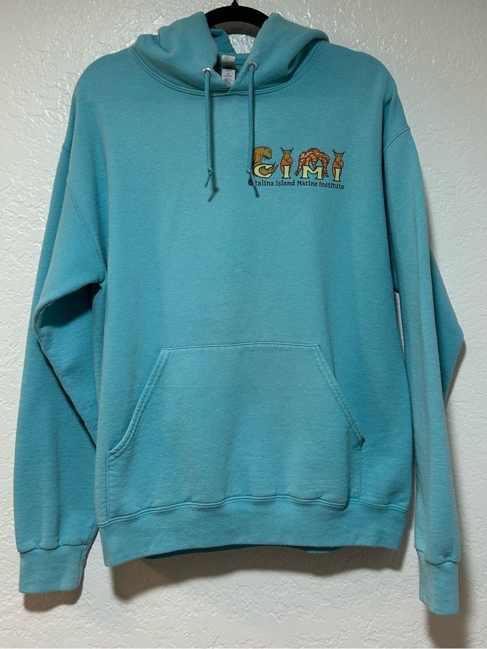 Jerzees Catalina Island Marine Institute Teal Crewneck Hoodie with Front Pocket